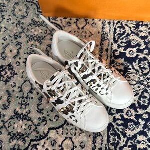 Valentino Garavani White and Black Sneakers with Textured Leather